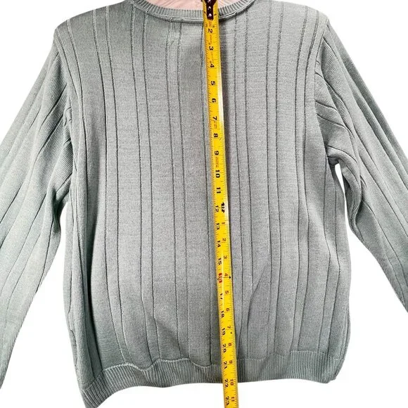 NWT Vtg Alfred Dunner Cardigan Sweater Button Down Blue USA PM Ribbed Knit - Picture 11 of 11